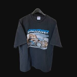 Vintage 90's Ghostrider Easyriders Graphic T-Shirt XXL Black Faded